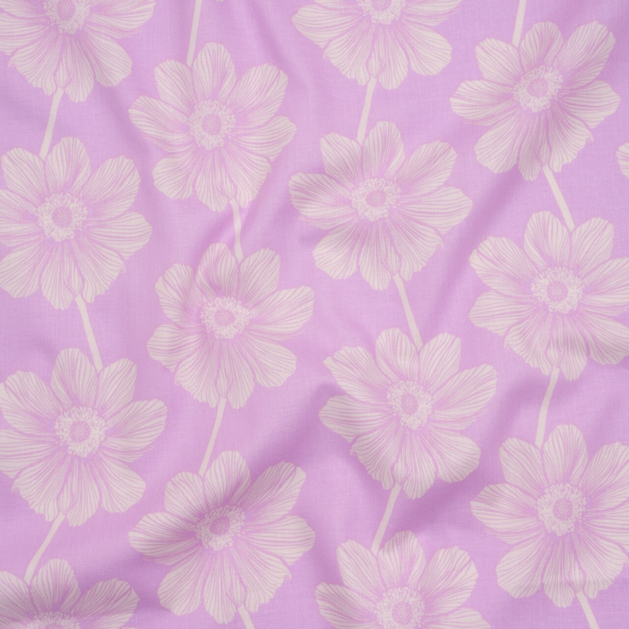 1 Yard Lilac Anemone Floral Printed Quilting Cotton Indelible Collection Fabric